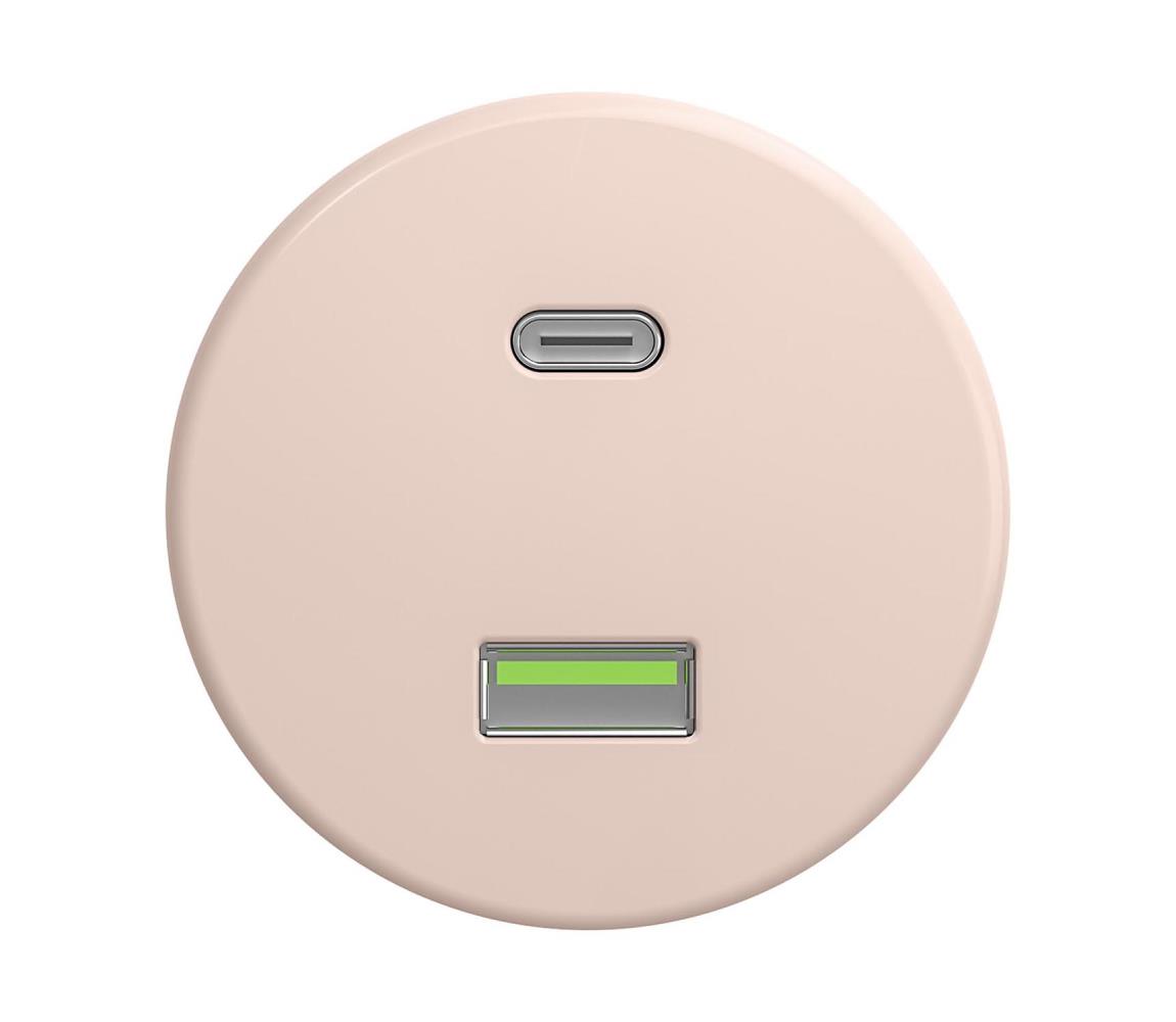 Reblig - Retro USB zásuvka A+C bez rámčeka staroružová R/USB