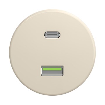 Reblig - Retro USB zásuvka A+C bez rámčeka béžová