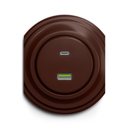 Reblig - Retro USB zásuvka A+C bez rámčeka hnedá