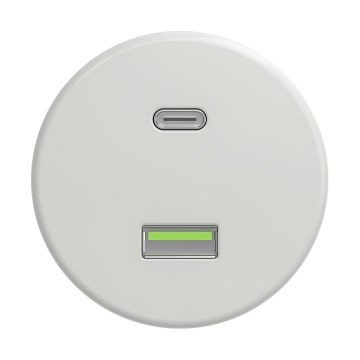 Reblig - Retro USB zásuvka A+C bez rámčeka keramická biela