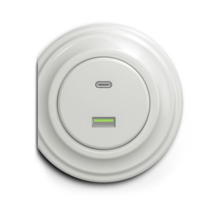 Reblig - Retro USB zásuvka A+C bez rámčeka keramická biela