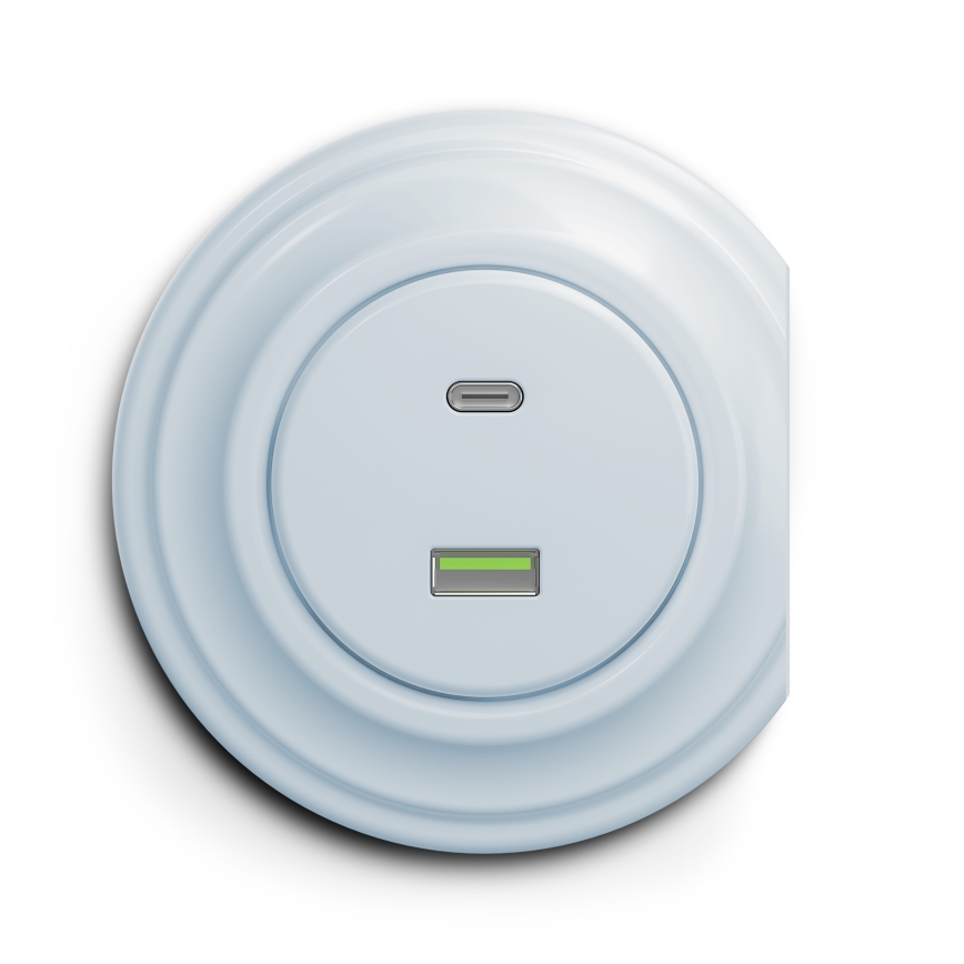Reblig - Retro USB zásuvka A+C bez rámčeka modrá