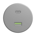 Reblig - Retro USB zásuvka A+C bez rámčeka, sivá