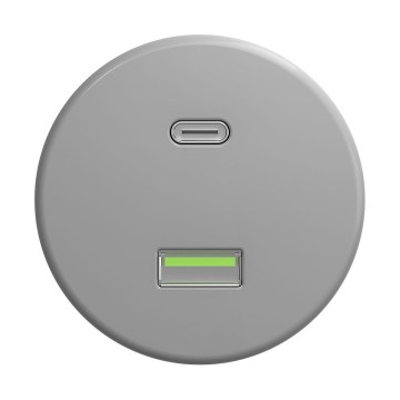Reblig - Retro USB zásuvka A+C bez rámčeka, sivá
