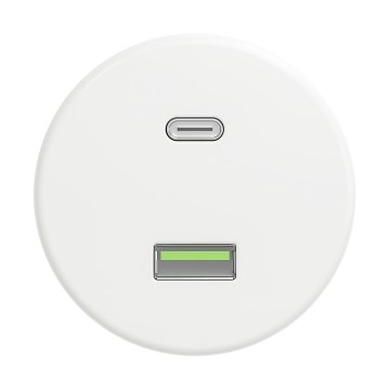 Reblig - Retro USB zásuvka A+C bez rámčeka snehovo biela