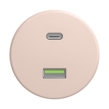 Reblig - Retro USB zásuvka A+C bez rámčeka staroružová