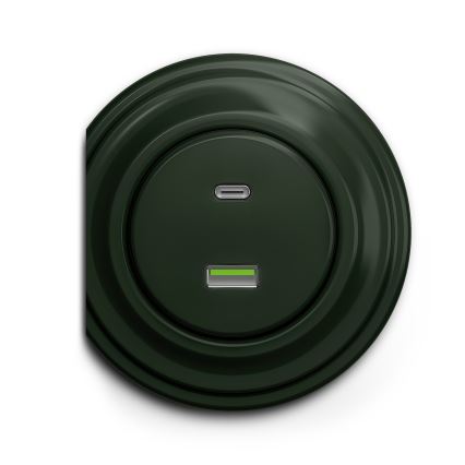 Reblig - Retro USB zásuvka A+C bez rámčeka zelená
