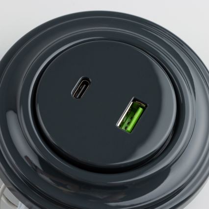 Reblig - Retro USB zásuvka A+C s antracitovým rámikom