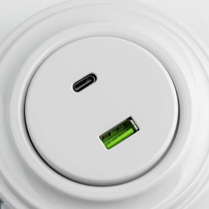 Reblig - Retro USB zásuvka A+C s keramickým rámikom, biela