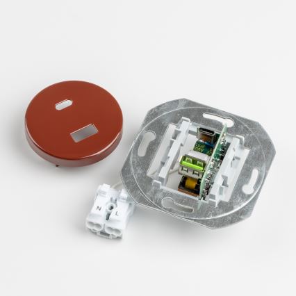 Reblig - Retro USB zásuvka A+C s rámčekom hnedá