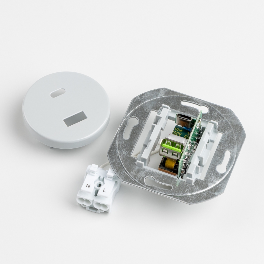 Reblig - Retro USB zásuvka A+C s rámikom šedá