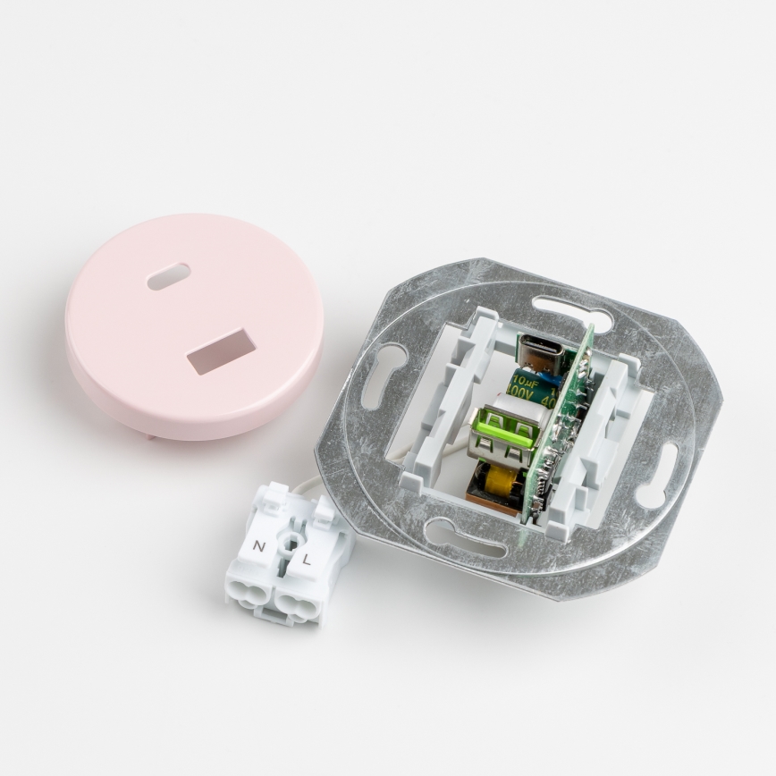 Reblig - Retro USB zásuvka A+C s rámikom staroružová