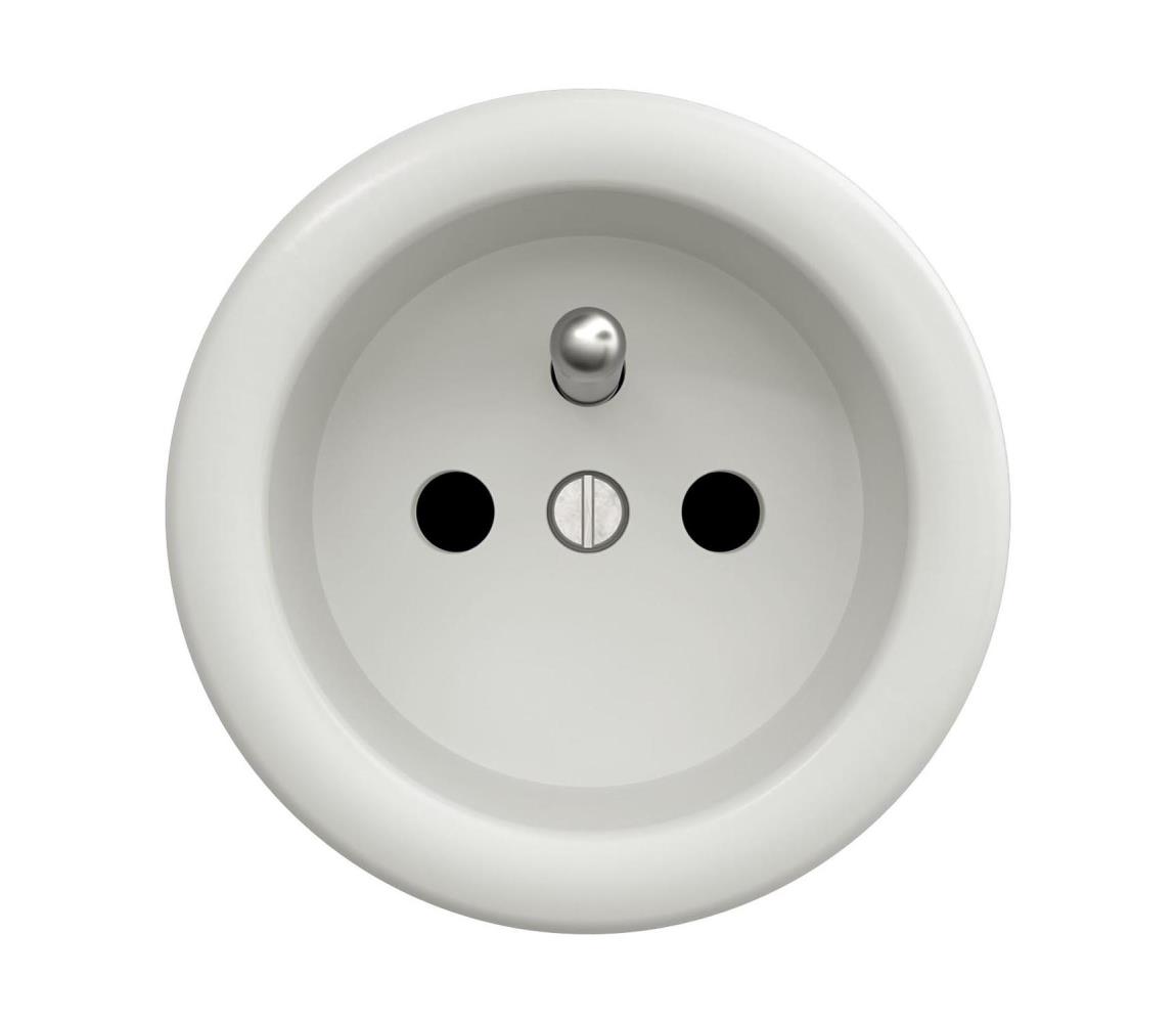 Reblig - Retro zásuvka bez rámika 230V keramická biela K/ZF