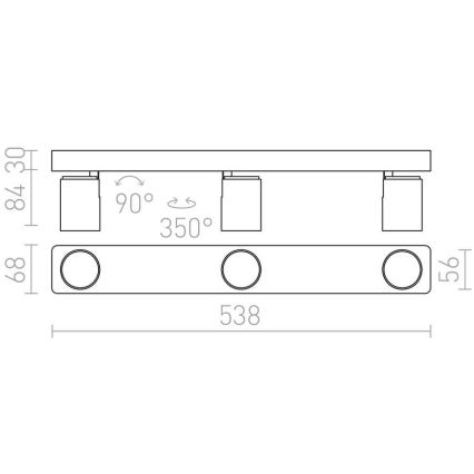 RED - Design Rendl - R12078 - Bodové svietidlo DUGME 3xGU10/35W/230V