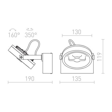 RED - Design Rendl - R12332 - LED Nástenné bodové svietidlo KELLY LED/12W/230V