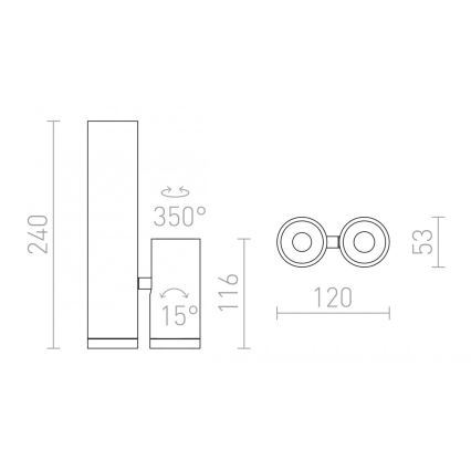 RED - Design Rendl - R12499 - LED Bodové svietidlo BOGARD 2xLED/5W/230V