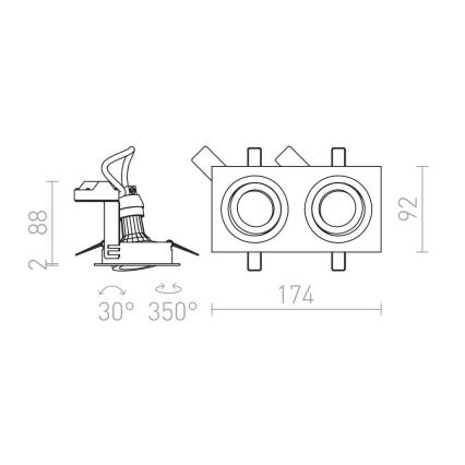 RED - Design Rendl - R12713- Podhľadové svietidlo PASADENA 2xGU10/50W/230V