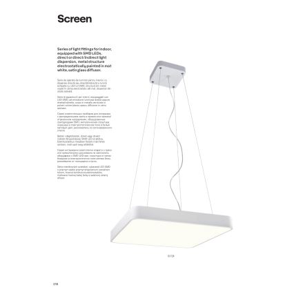 Redo 01-1124 - LED Luster na lanku SCREEN LED/48W/230V 3000K