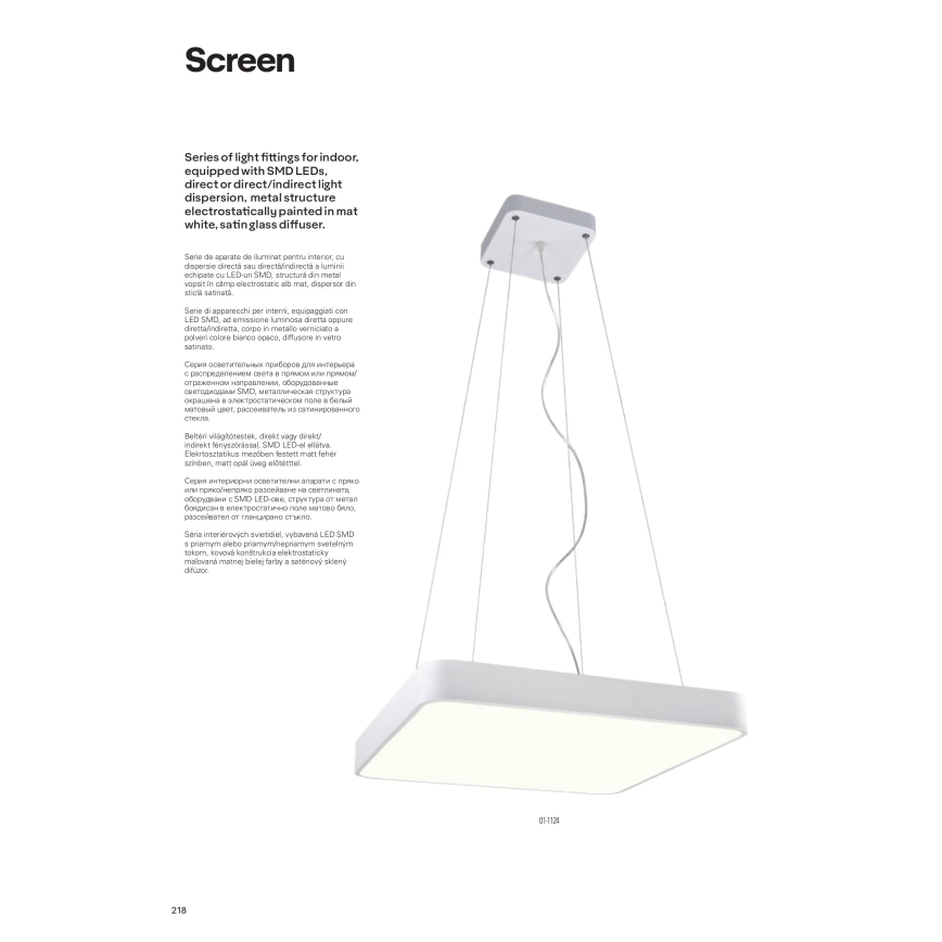 Redo 01-1124 - LED Luster na lanku SCREEN LED/48W/230V 3000K