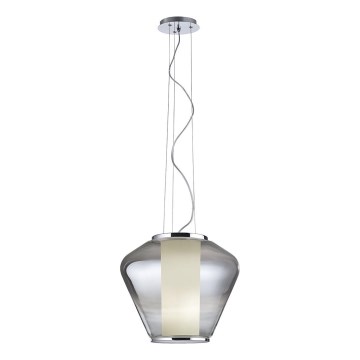 Redo 01-1139 - Luster na lankách FUSION 1xE27/42W/230V pr. 30 cm lesklý chróm/dymové sklo