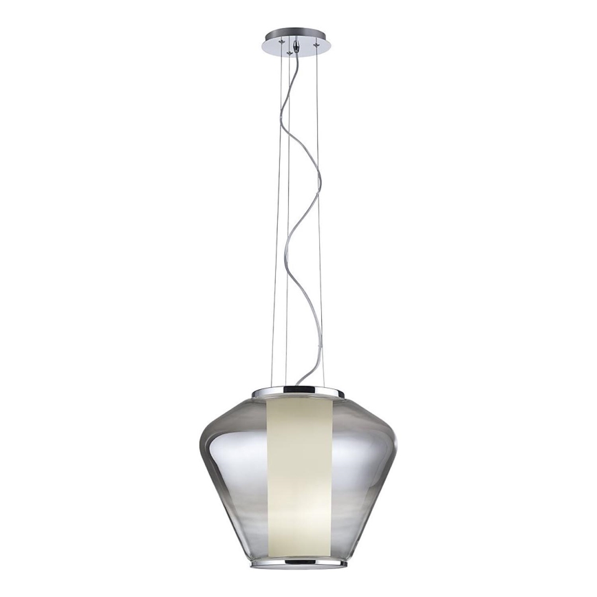 Redo 01-1139 - Luster na lankách FUSION 1xE27/42W/230V pr. 30 cm lesklý chróm/dymové sklo