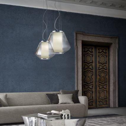 Redo 01-1140 - Luster na lanku FUSION 1xE27/42W/230V pr. 38 cm šedá