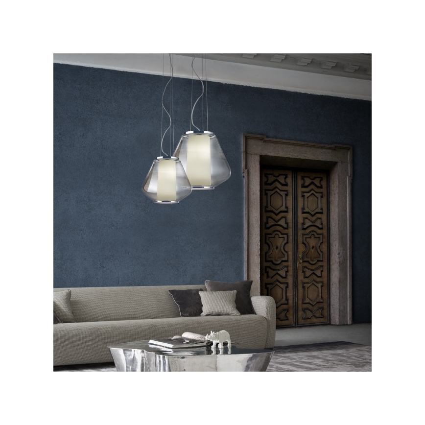 Redo 01-1140 - Luster na lanku FUSION 1xE27/42W/230V pr. 38 cm šedá
