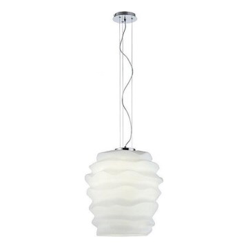 Redo 01-1142 - Luster na lanku MAGMA 1xE27/42W/230V, priemer 38 cm, lesklý chróm/biela