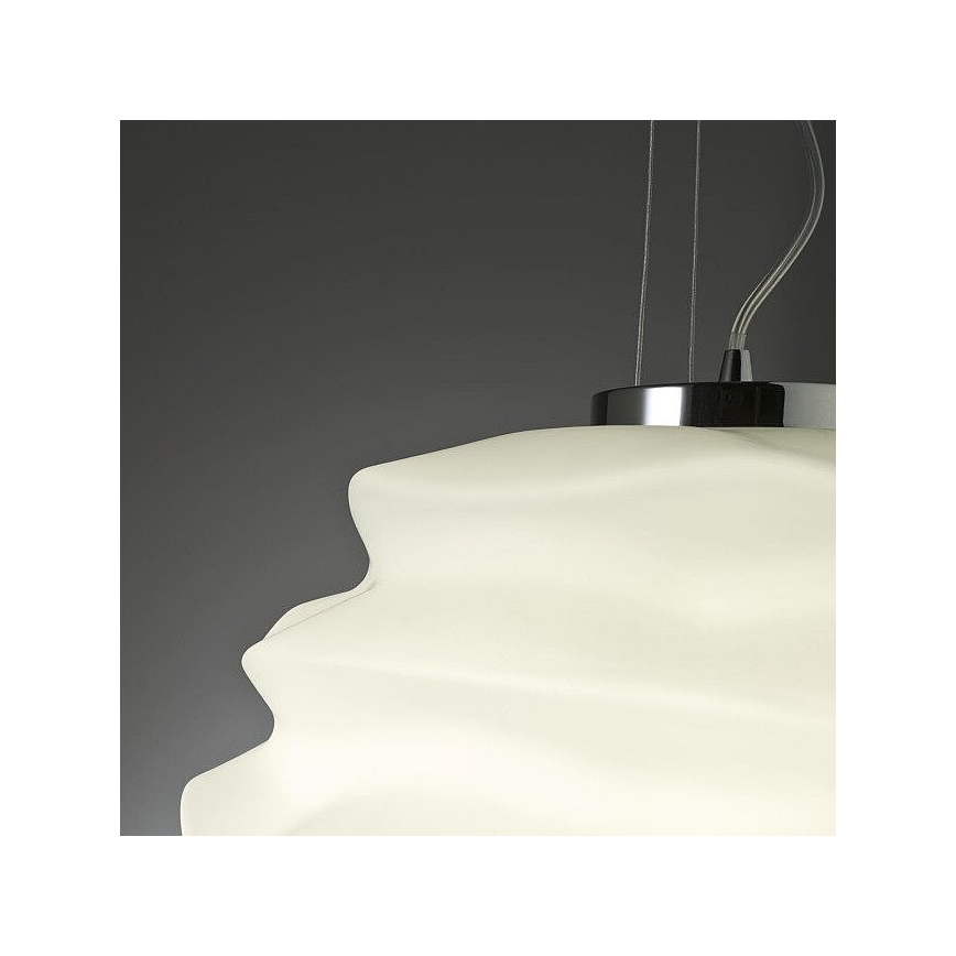 Redo 01-1142 - Luster na lanku MAGMA 1xE27/42W/230V, priemer 38 cm, lesklý chróm/biela