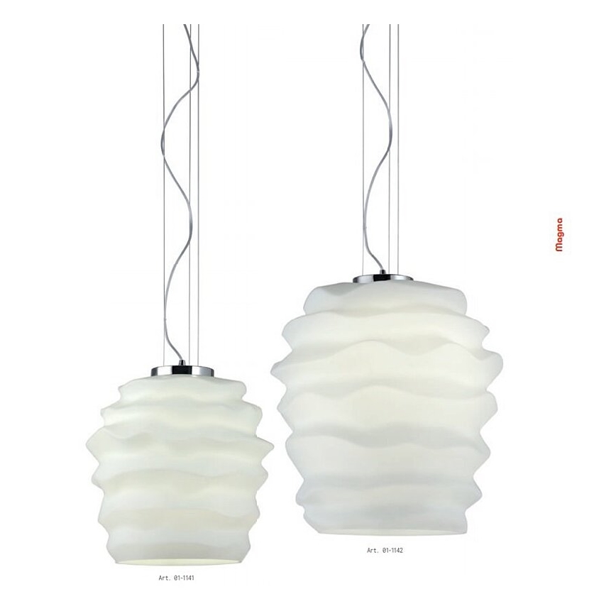 Redo 01-1142 - Luster na lanku MAGMA 1xE27/42W/230V, priemer 38 cm, lesklý chróm/biela