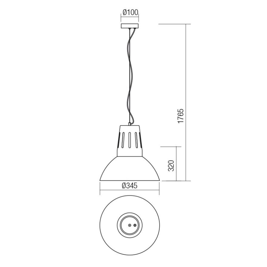 Redo 01-1281 - Luster na lanku PEEP 1xE27/42W/230V pr. 34,5 cm čierna