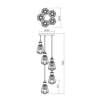 Redo 01-1303 - Luster na lanku THARU 5xE27/42W/230V