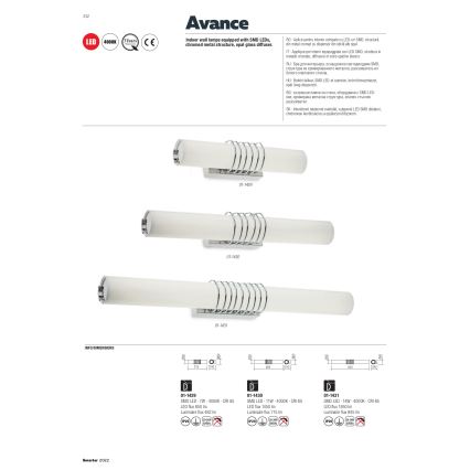 Redo 01-1431 - LED Nástenné svietidlo AVANCE LED/14W/230V 63 cm biela