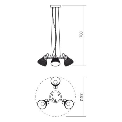 Redo 01-1450 - Luster na lanku RIDGE 3xE27/60W/230V