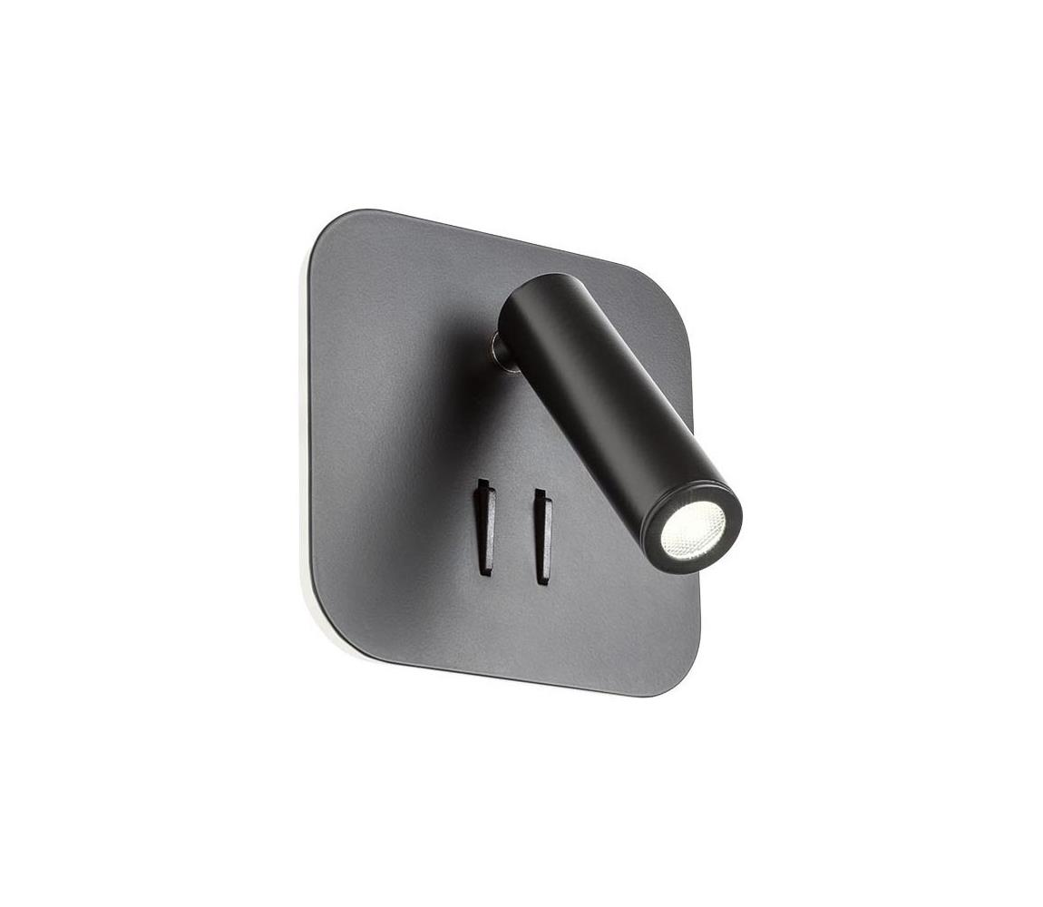 Redo 01-1492 - LED nástenné svietidlo QUDA LED/6W/230V + LED/3W CRI 90 čierna 01-1492