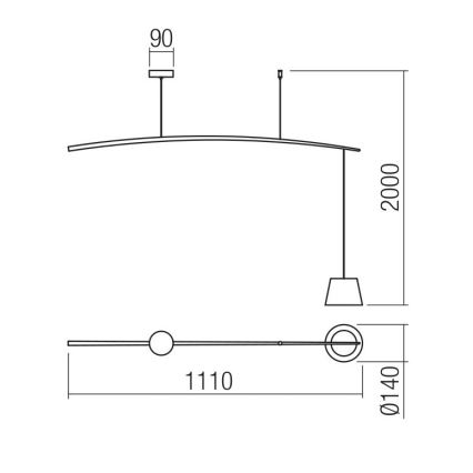 Redo 01-1498 - LED Luster na lanku LOLLI LED/6W/230V čierna