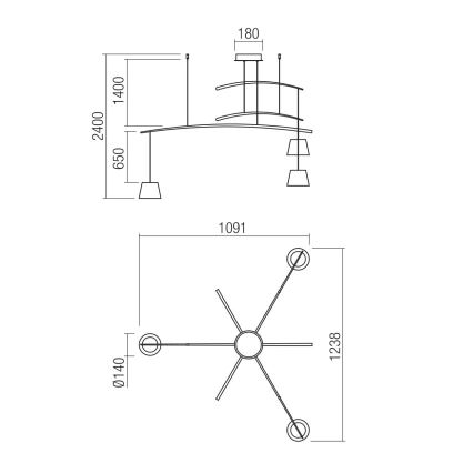 Redo 01-1525 - LED Luster na lanku LOLLI 3xLED/6W/230V čierna