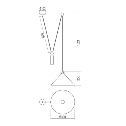 Redo 01-1546 - Luster na lanku KALIMBA 1xE27/42W/230V pr. 42 cm pavúk čierna