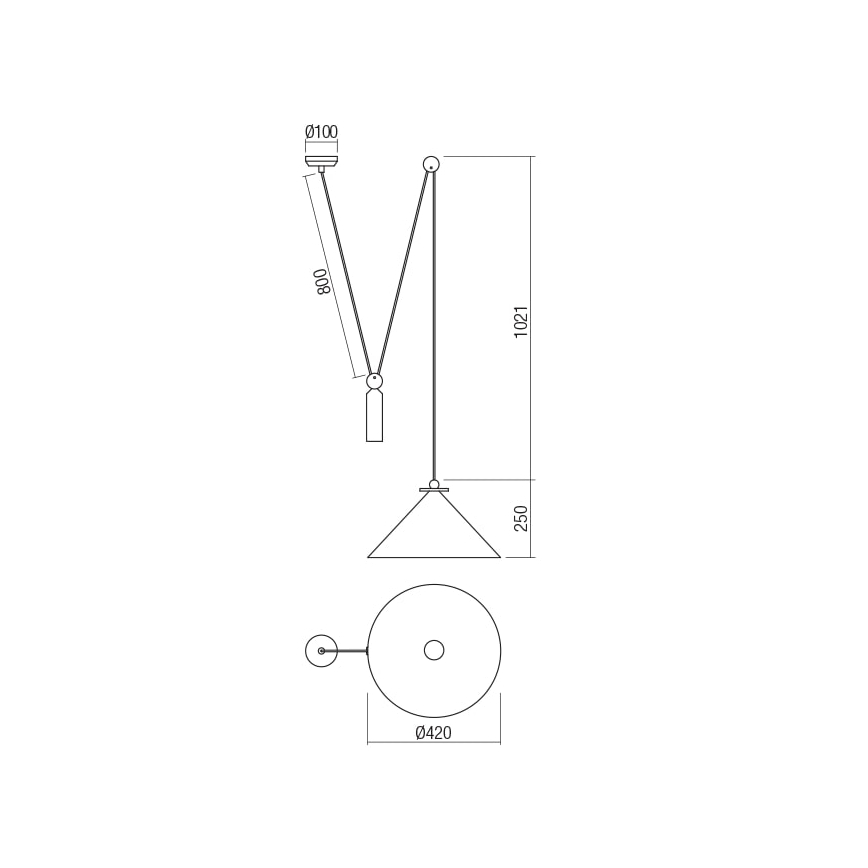 Redo 01-1546 - Luster na lanku KALIMBA 1xE27/42W/230V pr. 42 cm pavúk čierna
