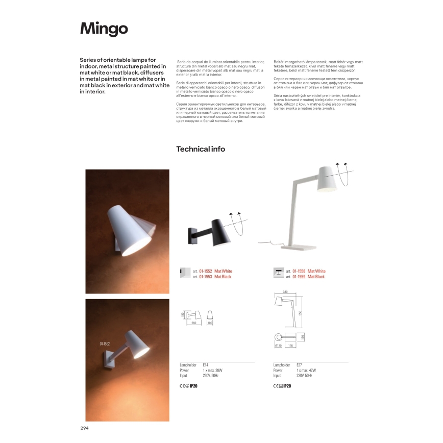 Redo 01-1556 - Stojacia lampa MINGO 1xE27/42W/230V biela