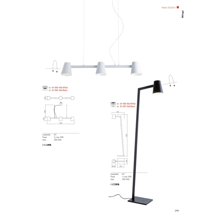Redo 01-1557 - Stojacia lampa MINGO 1xE27/42W/230V čierna