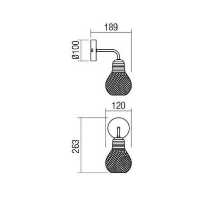 Redo 01-1575 - Nástenné svietidlo EDISON 1xE27/42W/230V