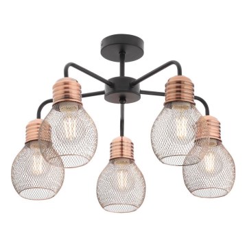 Redo 01-1577 - Luster na tyči EDISON 5xE27/42W/230V priemer 53 cm čierna/medená