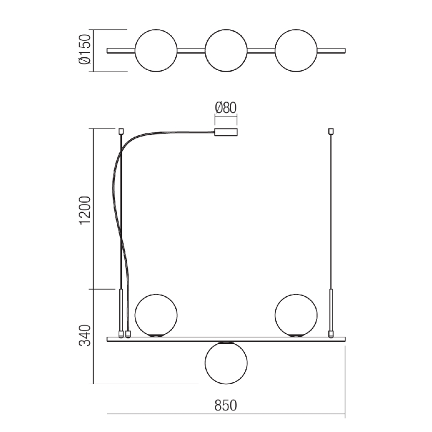 Redo 01-1634 - Luster na lanku TALIS 3xE14/28W/230V