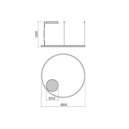 Redo 01-1712 - LED Luster na lanku ORBIT LED/55W/230V