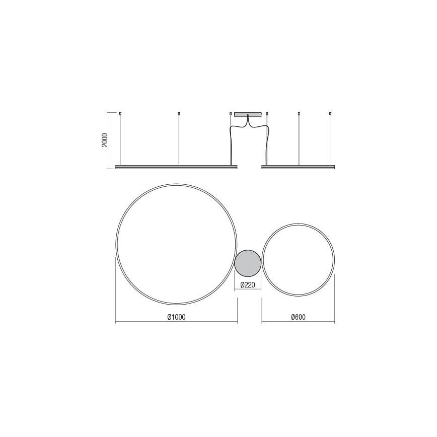 Redo 01-1721 - LED Luster na lanku ORBIT LED/42W + LED/66W/230V