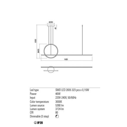 Redo 01-1734 - LED Stmievateľný luster na lanku GIOTTO LED/46W/230V biela