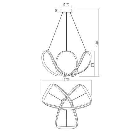 Redo 01-1784 - LED Stmievateľný luster na lanku NUCLEO LED/55W/230V biela