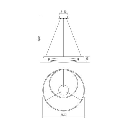 Redo 01-1793 - LED Stmievateľný luster na lanku TORSION LED/29W/230V pr. 55 cm biela