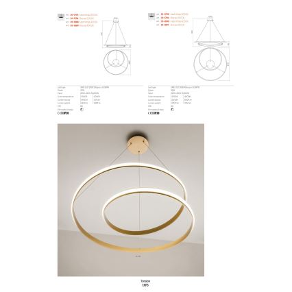 Redo 01-1794 - LED Stmievateľný luster na lanku TORSION LED/29W/230V pr. 55 cm bronz